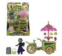 Mattel Universal Pictures, Wicked Emerald City, carrello da dessert giocattolo con carretto e Elphaba, bambola piccola e 7 accessori, ispirato al film