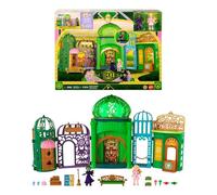 Mattel Universal Wicked - Città di Smeraldo, set ispirato al film con mini bambole Glinda e Elphaba e 5 aree di gioco, 15 accessori inclusi, giocattolo per bambini, 4+ anni, JFM22