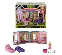 Mattel Universal Wicked - Dormitorio Popolare, set ispirato al film con 3 aree di gioco e mini bambola Glinda snodata, 9 accessori inclusi, giocattolo per bambini, 4+ anni, JHC00