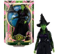 Mattel Universal Wicked, Elphaba, bambola snodata con pelle verde, capelli neri intrecciati e look da ballo rimovibile, accessori inclusi, ispirata al film, giocattolo per bambini, 4+ anni, HXT62
