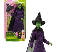 Mattel Universal Wicked - Elphaba Thropp, bambola ispirata al film con abito e mantello removibili e 7 punti di articolazione, cappello e stivali inclusi, 4+ anni, JMG23