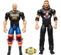 Mattel WWE Championship Showdown - Confezione da 2 action figure e accessori, serie #15 Stone Cold Steve Austin vs Triple H, set da collezione, 15,2 cm