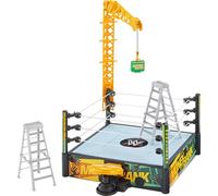 Mattel WWE Money in The Bank Set da gioco con 2 modalità di gioco e oltre 40 suoni e frasi, include gru di lanciatore, scale e valigetta, 33 x 50 cm