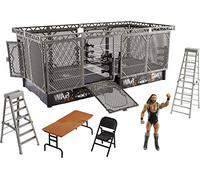 Mattel WWE NXT TakeOver War Games Playset con 2 anelli NXT, 2 gabbie di collegamento, accessori staccabili e action figure Mattel WWE Keith Lee, per action figure da 15 cm