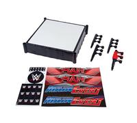 Mattel WWE - Superstar Ring, set con etichette per Main Event e RAW, tappeto del