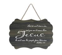 Matteo 1:21 And She Will Have A Son And You Are to Name Him Jesus He Will Save His People From Th, cartello rustico in legno da appendere, decorazione da parete per soggiorno, camera da letto, porta