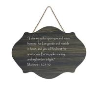 Matteo 11:29 30 Take My Yoke Upon You And Learn from Me, for I Am Gentle Cartello in legno 15,2 x 25,4 cm Bibbia Arte da parete Rustico Casale Appeso Targhe in legno per porta d'ingresso Soggiorno