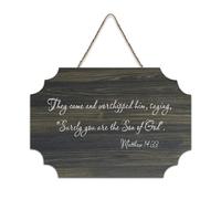 Matteo 14:33 They Came And Woreled Lui Saying Surely You Are The Son of God, cartello in legno da 15,2 x 25,4 cm, decorazione da parete rustica, da appendere alla porta d'ingresso, soggiorno, cucina