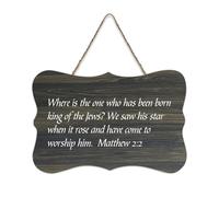 Matteo 2:2 Where Is The One Who Has Been King of the Jews Cartello in legno 15,2 x 25,4 cm Bibbia Arte da parete Rustico Casale Appeso Targhe in legno per porta d'ingresso Soggiorno Cucina