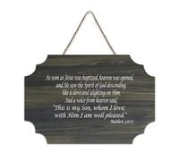 Matteo 3:16 17 As Soon As Jesus Was Baptized Heaven Was Opened And He Saw The Spirit of God, cartello in legno da appendere alla parete, per ufficio, porta, parete, casa, 15,2 x 25,4 cm