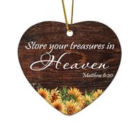 Matteo 6:20 Conserva i tuoi tesori in cielo cuore piatto ornamento di Natale in ceramica per albero di Natale ciondolo palla calza tag inverno Capodanno vacanze souvenir novità regalo per Natale