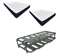 mattfy - Letto completo con 2 materassi viscoelastici Kloe (lato inverno/estate) + letto estraibile rinforzato, 90 x 190 cm