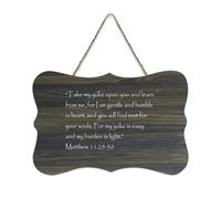 Matthew 11:29 30 Take My Yoke Upon You And Learn from Me for I Am Gentle, cartello di benvenuto in legno rustico per portico anteriore, porta, decorazione da parete, fattoria, cartello in legno per