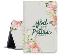 Matthew 19:26 Custodia floreale per tablet Amazon Fire HD 10 da 10,1" (7a generazione e 9a generazione, 2017 e 2019), custodia pieghevole intelligente con supporto e accensione e spegnimento