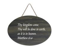 Matthew 6:10 Thy Kingdom Come Thy Will Be Done in Earth As It Is in Heaven Cartello di benvenuto in legno rustico per portico anteriore porta decorazione da parete cartello in legno per caffetteria