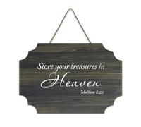 Matthew 6:20 Store Your Treasures in Heaven Cartello di benvenuto in legno rustico per portico anteriore porta decorazione da parete stile rustico rustico rustico stile rustico cartello in legno per