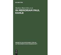 Matthew Black In Memoriam Paul Kahle (Copertina rigida)