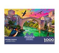 Mattino primaverile sul Ponte di Mostar Puzzle in Legno Impermeabile DIY Puzzles Da 1000 Pezzi Per Adulti Colorati Giochi Educativi