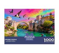 Mattino primaverile sul Ponte di Mostar Puzzle in Legno Impermeabile DIY Puzzles Da 1000 Pezzi Regali Per Adulti Sfidanti E Rompicapo Per Decorazioni Domestiche