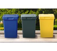 MATTIUSSI MINIMAX 25 litri cadauno - contenitori per la raccolta differenziata con manico blocca-coperchio (3 PEZZI di cui 1 GIALLO, 1 VERDE, 1 BLU)