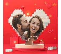 Mattoncini costruzione personalizzati con foto, Puzzle di blocchi personalizzati, Immagine a forma di Cuore, Regali di San Valentino personalizzati per lui, lei, coppie