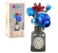 Mattoncini da costruzione Bouquet di fiori in vaso blu-rosso