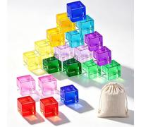 Mattoncini da costruzione luminosi, 20 pezzi, arcobaleno, sensori acrilici | Mattoncini da costruzione luminosi, mattoncini Montessori arcobaleno, mattoncini acrilici per abilità motorie
