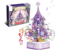 Mattoncini per albero di Natale, carillon con luce a LED | 729 pezzi, design rotante, melodia festiva, decorazioni per la casa, regalo fai da te per adolescenti adulti
