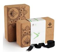 Mattoncini Yoga in Sughero 2 Pezzi Blocchi Yoga Naturale con Cinghia per