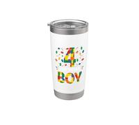 Mattone da costruzione per il 4° compleanno di Birthday Boy per bambini di 4 anni Bicchiere termico in acciaio inox doppia parete