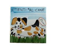 Mattonella ornamentale in ceramica attenti al cane da parete dipinta a mano ma22