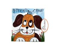 Mattonella ornamentale in ceramica attenti al cane da parete dipinta a mano ma3