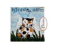 Mattonella ornamentale in ceramica attenti al gatto da parete dipinta a mano ma4