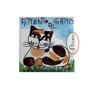 Mattonella ornamentale in ceramica attenti al gatto da parete dipinta a mano ma5