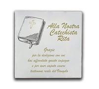 Mattonella Personalizzata in ceramica 13×13cm dedica speciale Idea Regalo Catechista Fine Anno Catechesi Natale Pasqua Compleanno Prima Comunione Eucarestia Con Nomi Catechiste Bambini Bimbi 1