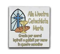 Mattonella Personalizzata in ceramica 13×13cm dedica speciale Idea Regalo Catechista Fine Anno Catechesi Natale Pasqua Compleanno Prima Comunione Eucarestia Con Nomi Catechiste Bambini Bimbi 4