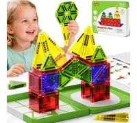 Mattonelle Magnetiche da Viaggio per Bambini, Portatili da Viaggio Mini Piastrelle Giocattoli Magnetici Scatola da Costruzione, Giocattolo Regalo per Bambini di 3+ (26pcs Magnetiche Mattonelle)