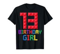 Mattoni da Costruzione Compleanno Ragazza Tredici Anni Maestro Builder Maglietta