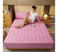 Mattress Protector Cotone Mattret-Materasso Trapuntato Il Coperchio del Materasso agisce come Un Foglio Adattato Un Coperchio del letto, Letti adatti, Rosa 2, Queen 60x80 Pollici