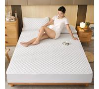 Mattress Protector Tai-TASE, Cotone trapuntato trapuntato spesso si Produrre come Un Foglio Un Copriletto aderente, Bianchi, Bianco, Federa 48x74cx2