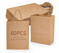 MATUFF Sacchetti di carta marrone con manici, 20 x 10,9 x 27 cm, sacchetti regalo medi in carta kraft per generi alimentari, da asporto, shopping, vendita al dettaglio, affari, matrimoni, feste di