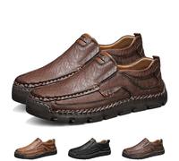 Matufit Men's Handcrafted Cowhide Orthopedic Loafers - Wide Toe Box, Men's Comfortable Casual Genuine Leather Slip on Loafers (Dark Brown,40)