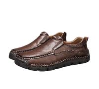 Matufit Men's Handcrafted Cowhide Orthopedic Loafers - Wide Toe Box, Men's Waterproof & Non-Slip Comfort Walking Shoes (Dark Brown,32 1/3)