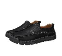 Matufit Men's Handcrafted Cowhide Orthopedic Loafers - Wide Toe Box, Men's Waterproof & Non-Slip Comfort Walking Shoes (Black,32.5)