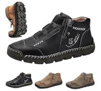 Matufit Shoes for Men,Men's Leather Waterproof Non-Slip Fashionable Shoes,Slip-On Casual Walking Shoess (Black,33)