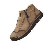 Matufit Shoes for Men, Waterproof Non Slip Lightweight Casual Side Zip Slip-On Matufit Orthopedic Shoes for Men (Brown,46)