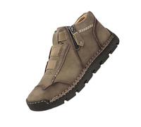 Matufit Shoes for Men, Waterproof Non Slip Lightweight Casual Side Zip Slip-On Matufit Orthopedic Shoes for Men (Khaki,42)