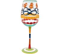 Maturi Bicchiere da vino dipinto a mano multicolore, 400 ml, in confezione regalo