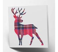 Maturi Biglietto di auguri in bianco con immagine di cervo in piedi in tartan