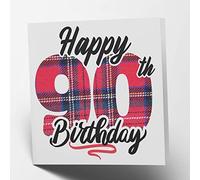 Maturi Biglietto di auguri per 90° compleanno, motivo tartan, interno bianco